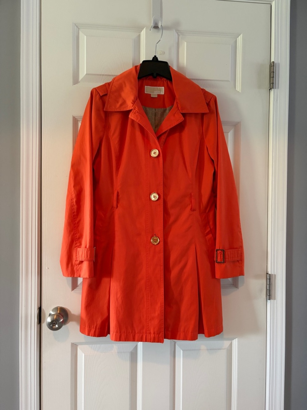 MICHAEL Michael Kors Vibrant Orange Single-Breasted Trench